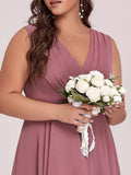 Custom Size Chiffon Double V Neck Asymmetrical Hem Dress Junior Bridesmaid Dresses Party Gowns