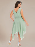 Custom Size Chiffon Double V Neck Asymmetrical Hem Dress Junior Bridesmaid Dresses Party Gowns