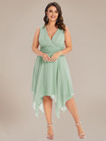 Custom Size Chiffon Double V Neck Asymmetrical Hem Dress Junior Bridesmaid Dresses Party Gowns