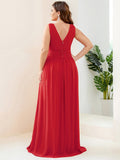 Elegantes ärmelloses halbformelles Chiffon-Maxikleid mit V-Ausschnitt, Abend- und Ballkleider