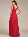 Elegantes ärmelloses halbformelles Chiffon-Maxikleid mit V-Ausschnitt, Abend- und Ballkleider