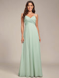 Criss-Cross V-Neck Chiffon Backless A-Line Bridesmaid Dress Wedding Party Dresses