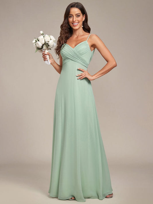Criss-Cross V-Neck Chiffon Backless A-Line Bridesmaid Dress Wedding Party Dresses