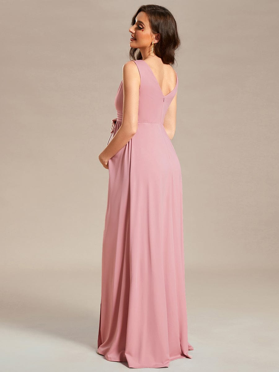 Ärmelloses A-Linien-Maxikleid mit hohem Schlitz, dehnbar, für formelle Abendkleider