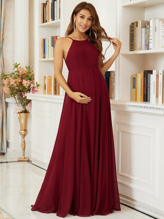 Elegant Halter Top Tulle A-Line Maternity Dress Formal Evening Dresses Gowns