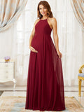Elegantes Neckholder-Top aus Tüll in A-Linie, Umstandskleid, formelle Abendkleider