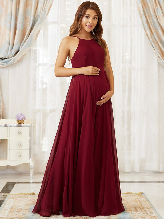 Elegant Halter Top Tulle A-Line Maternity Dress Formal Evening Dresses Gowns