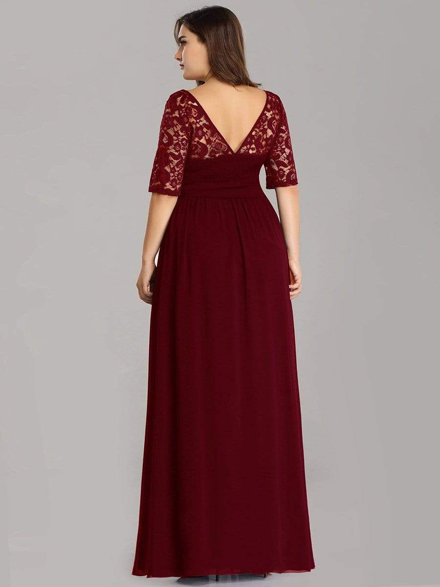 Floral Lace Plus Size Long Formal Dresses With Waistband Mother of the Bride Dresses