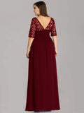 Floral Lace Plus Size Long Formal Dresses With Waistband Mother of the Bride Dresses