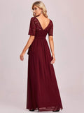 Elegant Lace Bodice Chiffon Maxi Evening Dress with Belt Mother of the bride Dresses Gowns