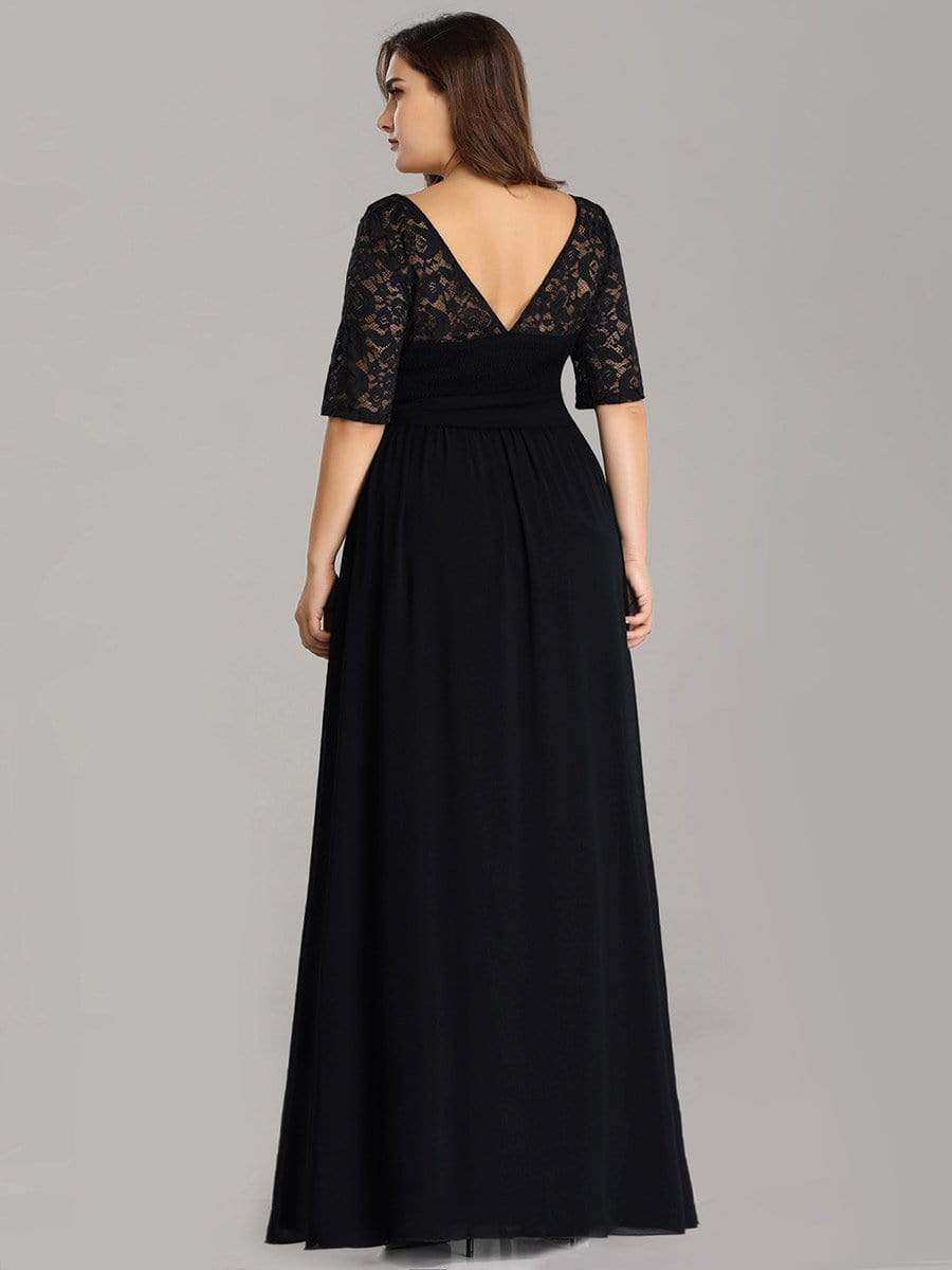 Floral Lace Plus Size Long Formal Dresses With Waistband Mother of the Bride Dresses