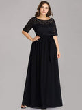 Floral Lace Plus Size Long Formal Dresses With Waistband Mother of the Bride Dresses