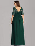 Elegant Lace Bodice Chiffon Maxi Evening Dress with Belt Mother of the bride Dresses Gowns