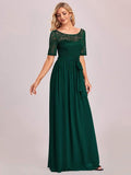 Elegant Lace Bodice Chiffon Maxi Evening Dress with Belt Mother of the bride Dresses Gowns