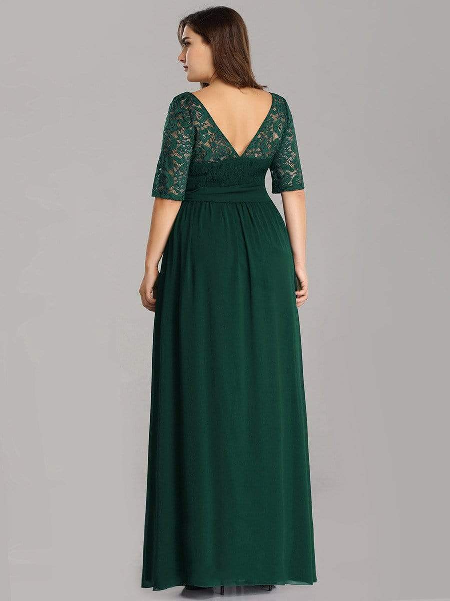 Floral Lace Plus Size Long Formal Dresses With Waistband Mother of the Bride Dresses