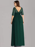 Floral Lace Plus Size Long Formal Dresses With Waistband Mother of the Bride Dresses