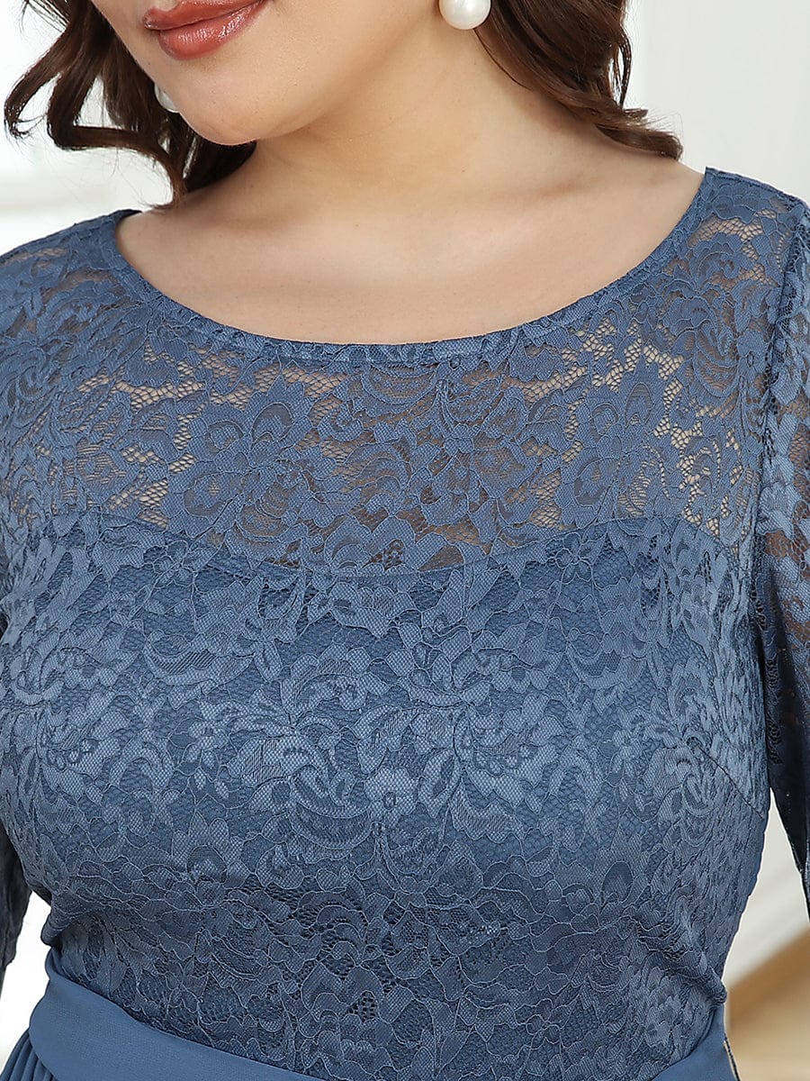 Elegant Lace Bodice Chiffon Evening Dress with Belt Formal Mother of the Bride Dresses Gowns