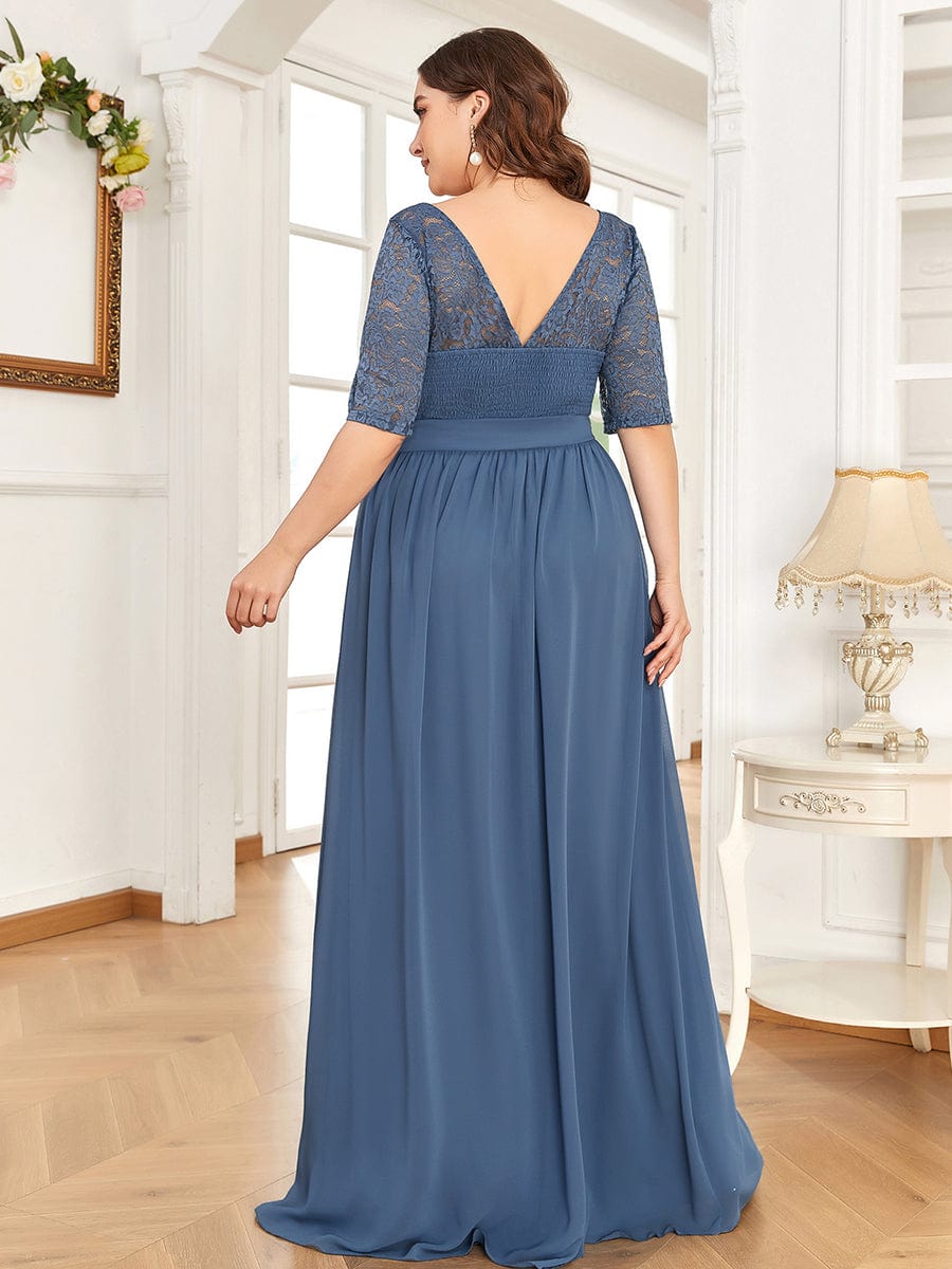 Elegant Lace Bodice Chiffon Evening Dress with Belt Formal Mother of the Bride Dresses Gowns