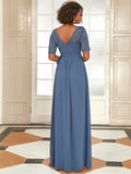 Elegant Lace Bodice Chiffon Evening Dress with Belt Formal Mother of the Bride Dresses Gowns