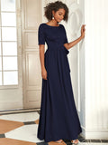Elegant Lace Bodice Chiffon Maxi Evening Dress with Belt Mother of the bride Dresses Gowns