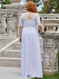 Floral Lace Plus Size Long Formal Dresses With Waistband Mother of the Bride Dresses