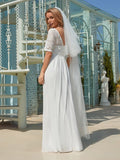 Elegant Lace Bodice Chiffon Maxi Evening Dress with Belt Mother of the bride Dresses Gowns