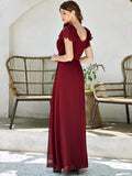 Elegantes plissiertes Mieder mit Rüschenärmeln aus Chiffon, Abendkleid, Abschlussball, formelle Kleider