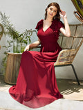 Elegantes plissiertes Mieder mit Rüschenärmeln aus Chiffon, Abendkleid, Abschlussball, formelle Kleider