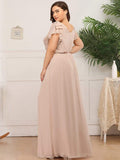 Elegantes plissiertes Mieder mit Rüschenärmeln aus Chiffon, Abendkleid, Abschlussball, formelle Kleider