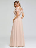 Elegantes plissiertes Mieder mit Rüschenärmeln aus Chiffon, Abendkleid, Abschlussball, formelle Kleider