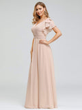 Elegantes plissiertes Mieder mit Rüschenärmeln aus Chiffon, Abendkleid, Abschlussball, formelle Kleider