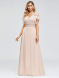 Elegantes plissiertes Mieder mit Rüschenärmeln aus Chiffon, Abendkleid, Abschlussball, formelle Kleider