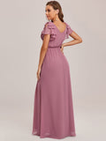 Elegantes plissiertes Mieder mit Rüschenärmeln aus Chiffon, Abendkleid, Abschlussball, formelle Kleider