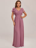 Elegantes plissiertes Mieder mit Rüschenärmeln aus Chiffon, Abendkleid, Abschlussball, formelle Kleider