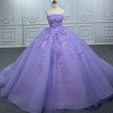 Quinceanera Dress Party Princess Pearls Strapless Evening Gown Appliques
