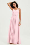 Spaghetti Straps Chiffon Bridesmaid Dresses Ruched Pleated Formal Evening Dress Gowns