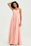 Spaghetti Straps Chiffon Bridesmaid Dresses Ruched Pleated Formal Evening Dress Gowns