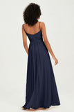 Spaghetti Straps Chiffon Bridesmaid Dresses Ruched Pleated Formal Evening Dress Gowns
