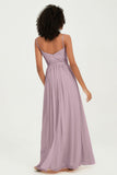 Spaghetti Straps Chiffon Bridesmaid Dresses Ruched Pleated Formal Evening Dress Gowns