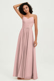 Spaghetti Straps Chiffon Bridesmaid Dresses Ruched Pleated Formal Evening Dress Gowns