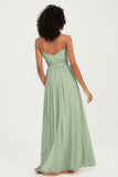 Spaghetti Straps Chiffon Bridesmaid Dresses Ruched Pleated Formal Evening Dress Gowns