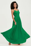 Spaghetti Straps Chiffon Bridesmaid Dresses Ruched Pleated Formal Evening Dress Gowns