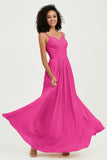 Spaghetti Straps Chiffon Bridesmaid Dresses Ruched Pleated Formal Evening Dress Gowns