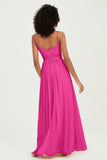 Spaghetti Straps Chiffon Bridesmaid Dresses Ruched Pleated Formal Evening Dress Gowns