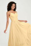 Spaghetti Straps Chiffon Bridesmaid Dresses Ruched Pleated Formal Evening Dress Gowns