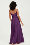 Spaghetti Straps Chiffon Bridesmaid Dresses Ruched Pleated Formal Evening Dress Gowns