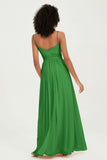 Spaghetti Straps Chiffon Bridesmaid Dresses Ruched Pleated Formal Evening Dress Gowns