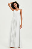 Spaghetti Straps Chiffon Bridesmaid Dresses Ruched Pleated Formal Evening Dress Gowns