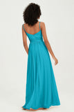 Spaghetti Straps Chiffon Bridesmaid Dresses Ruched Pleated Formal Evening Dress Gowns