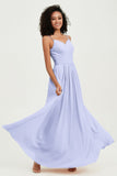 Spaghetti Straps Chiffon Bridesmaid Dresses Ruched Pleated Formal Evening Dress Gowns